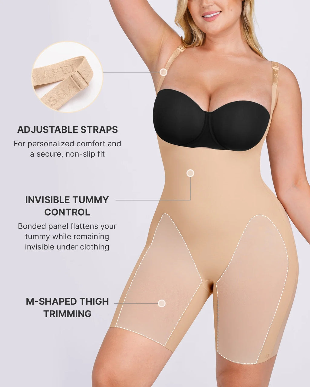Bare Essentials™ Cream Touch™ Open Bust Smoothing Bodysuit